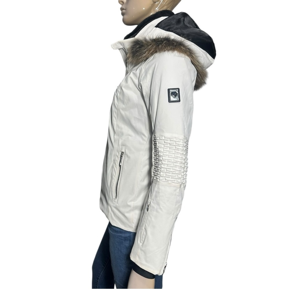 Descente Women's Size 4 White Layla Insulated Hooded Faux Fur Trim Jacket - Picture 4 of 10